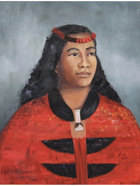 Portrait of Queen Kamakahelei depicted by artist Evelyn Ritter. Kaua'i Musuem
